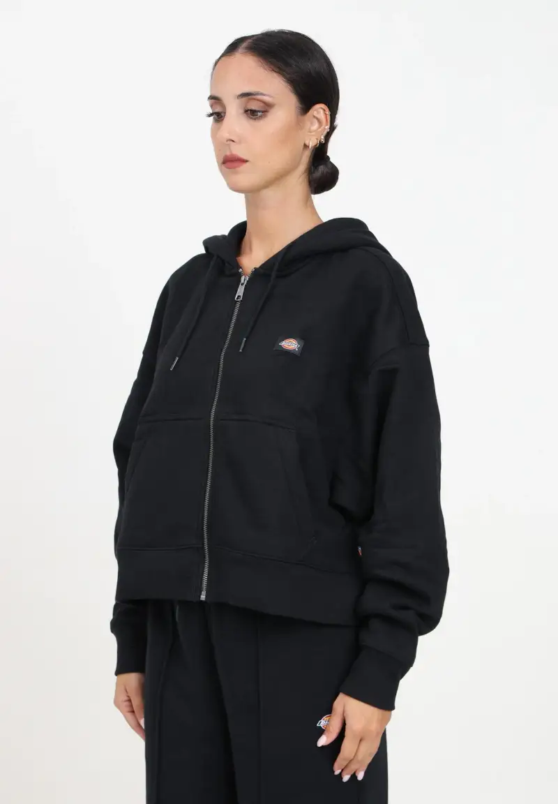 Felpa con zip Oakport nera da donna