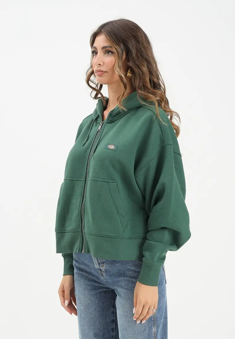 Felpa con zip Oakport verde da donna