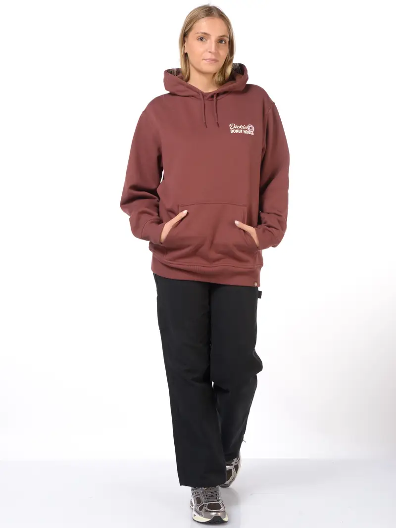felpa da donna Dickies coc cappuccio maxi logo Rosso miniatura 2