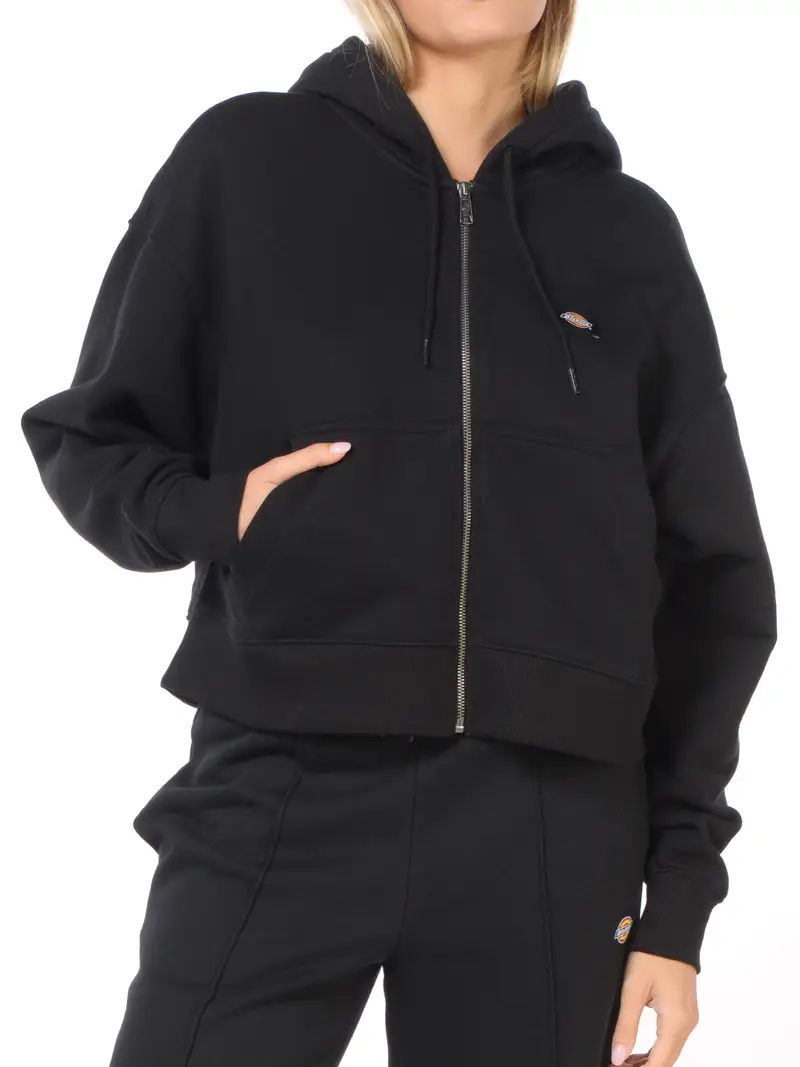 felpa da donna Dickies con cappuccio e zip NERO
