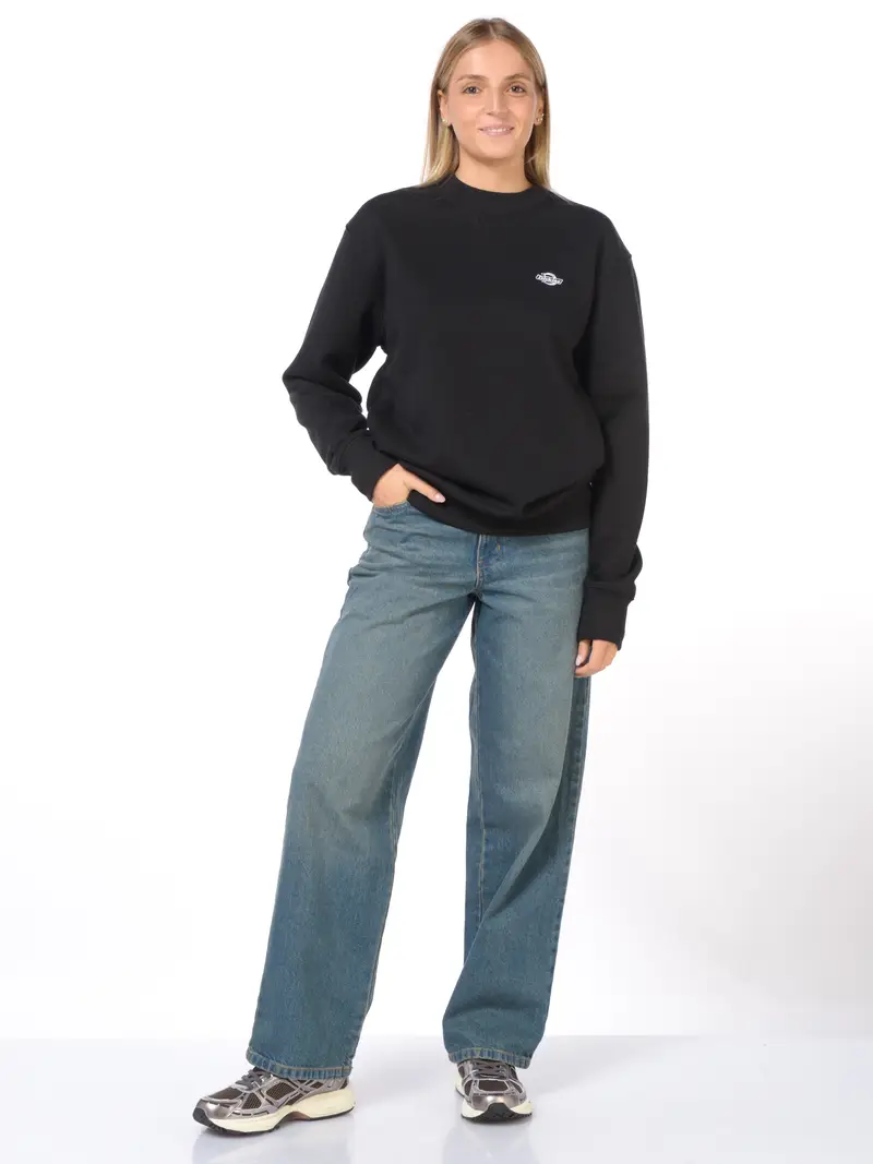 felpa da donna Dickies girocollo con logo NERO miniatura 2