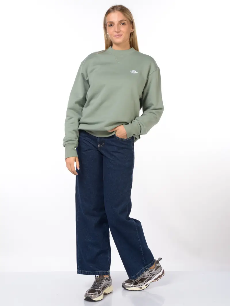 felpa da donna Dickies girocollo con logo Verde miniatura 2