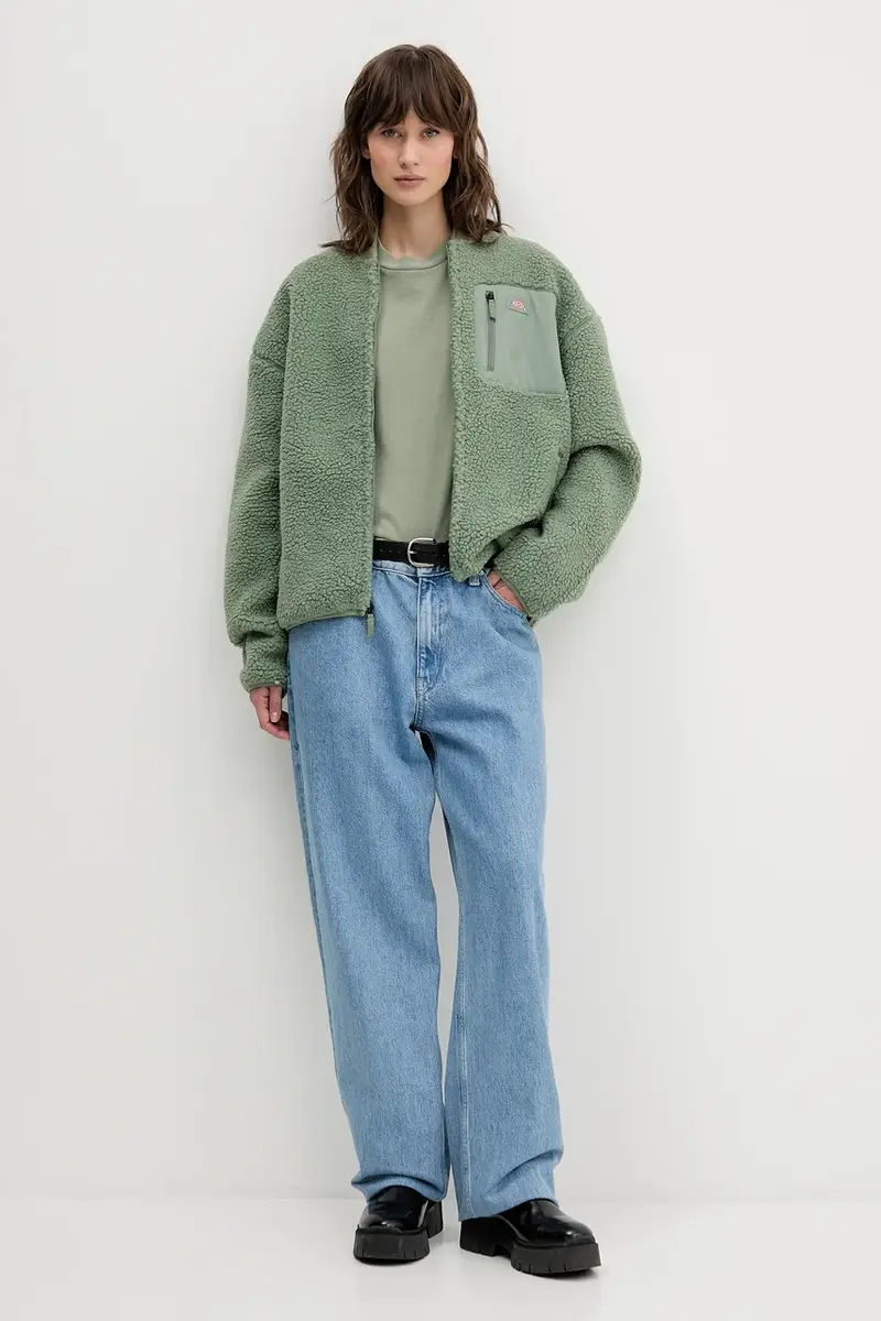 felpa in pile donna colore verde DK0A88BN miniatura 2