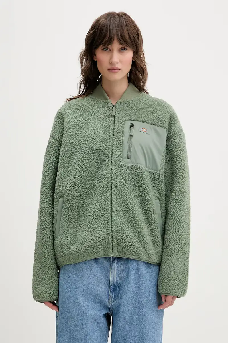 felpa in pile donna colore verde DK0A88BN