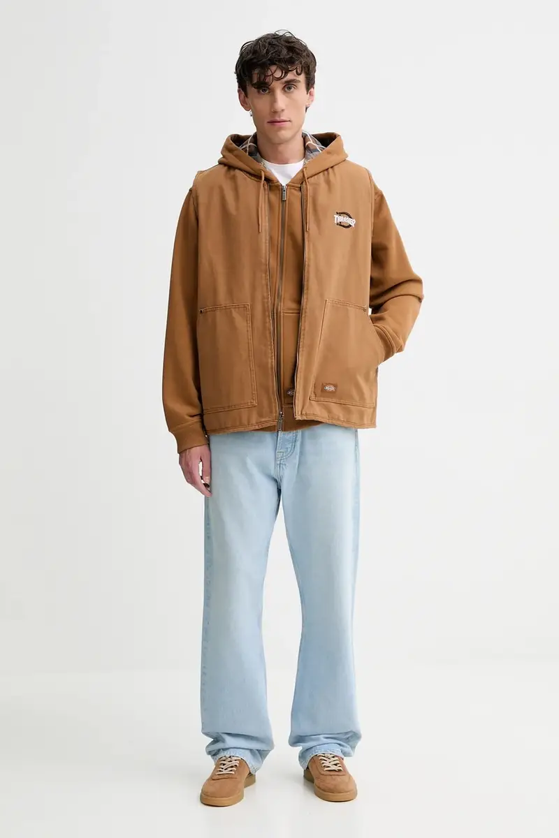 felpa uomo colore marrone con cappuccio DK0A887J miniatura 2