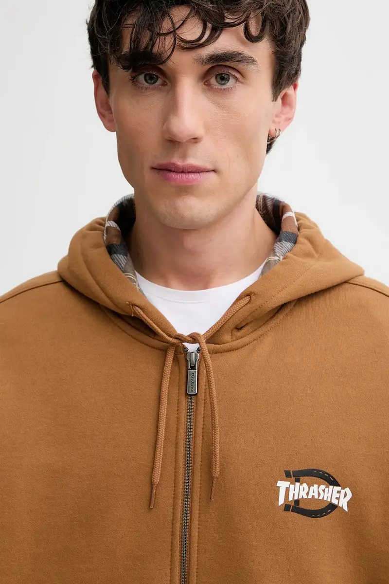 felpa uomo colore marrone con cappuccio DK0A887J miniatura 4