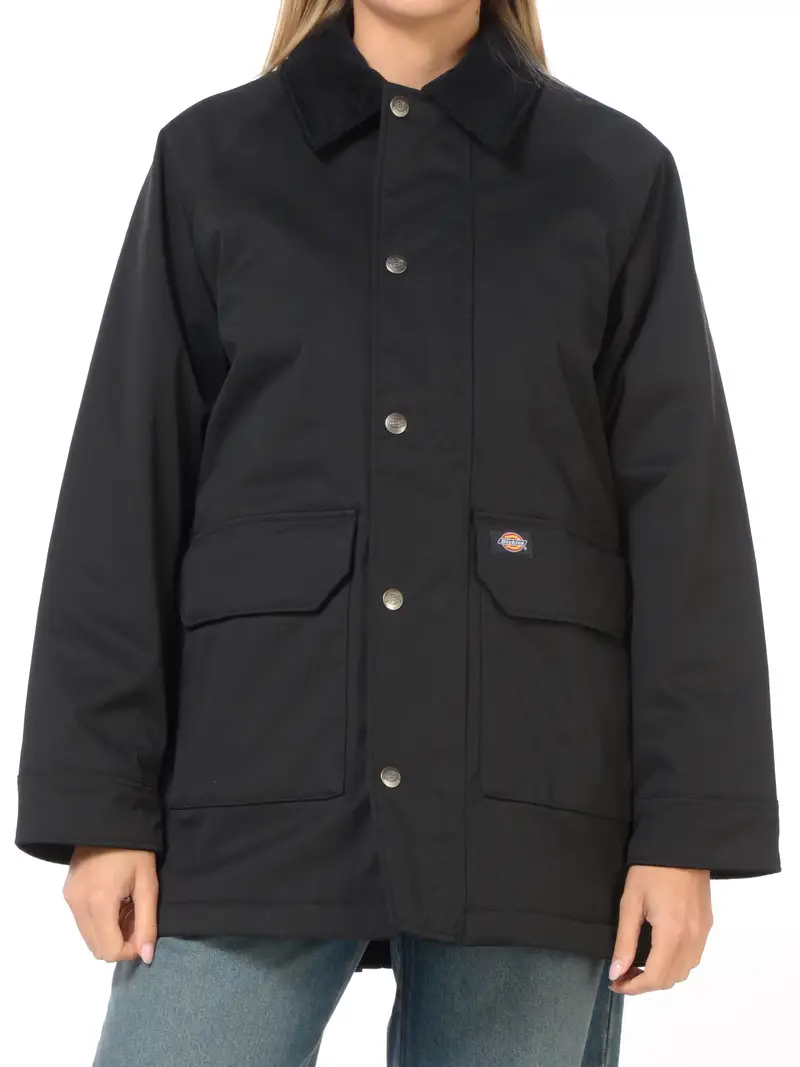 giaccone da donna Dickies collo a camicia con tasche NERO