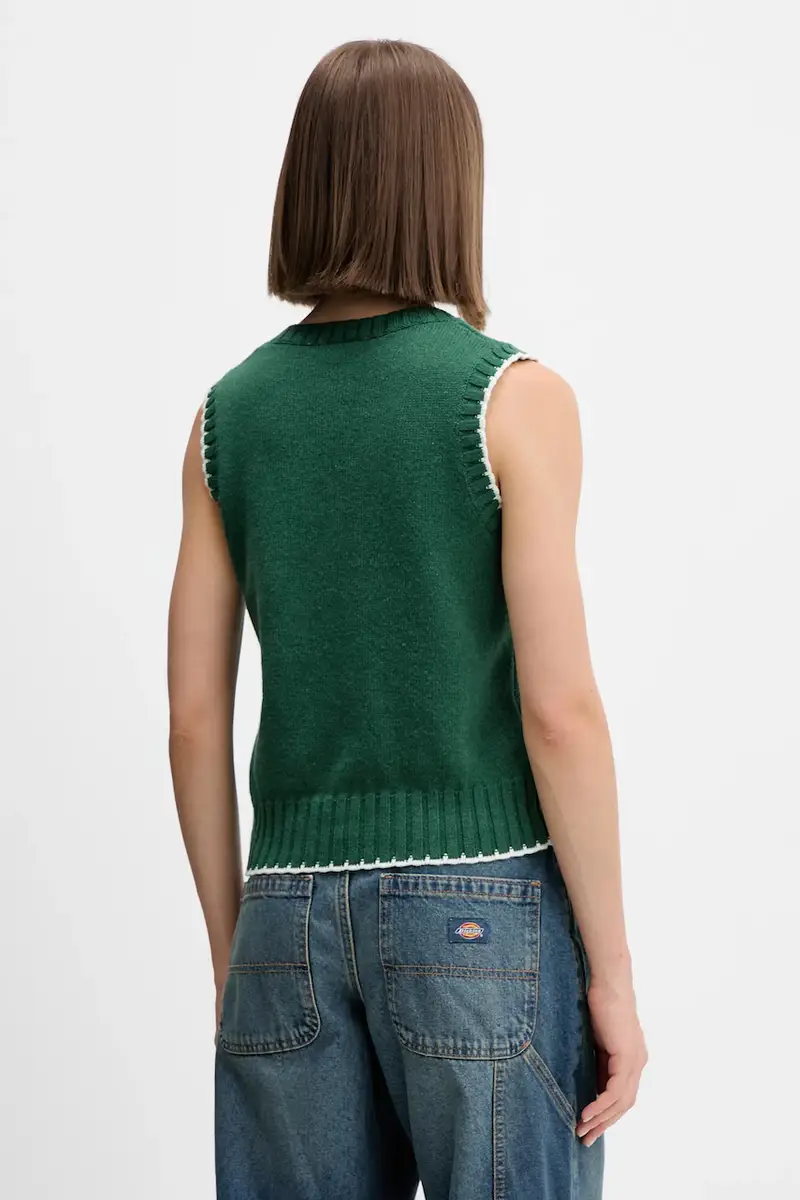 gilet con lana colore verde DK0A87P2 miniatura 3