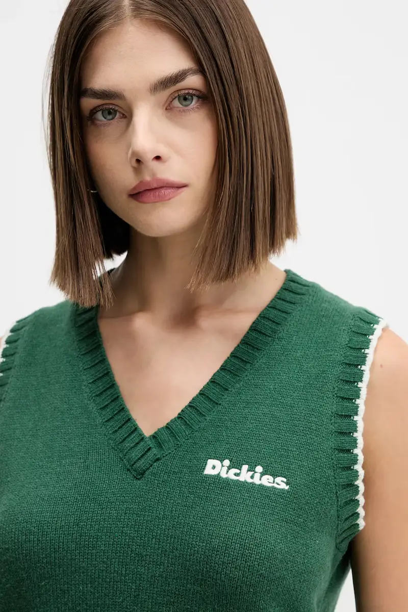 gilet con lana colore verde DK0A87P2 miniatura 4