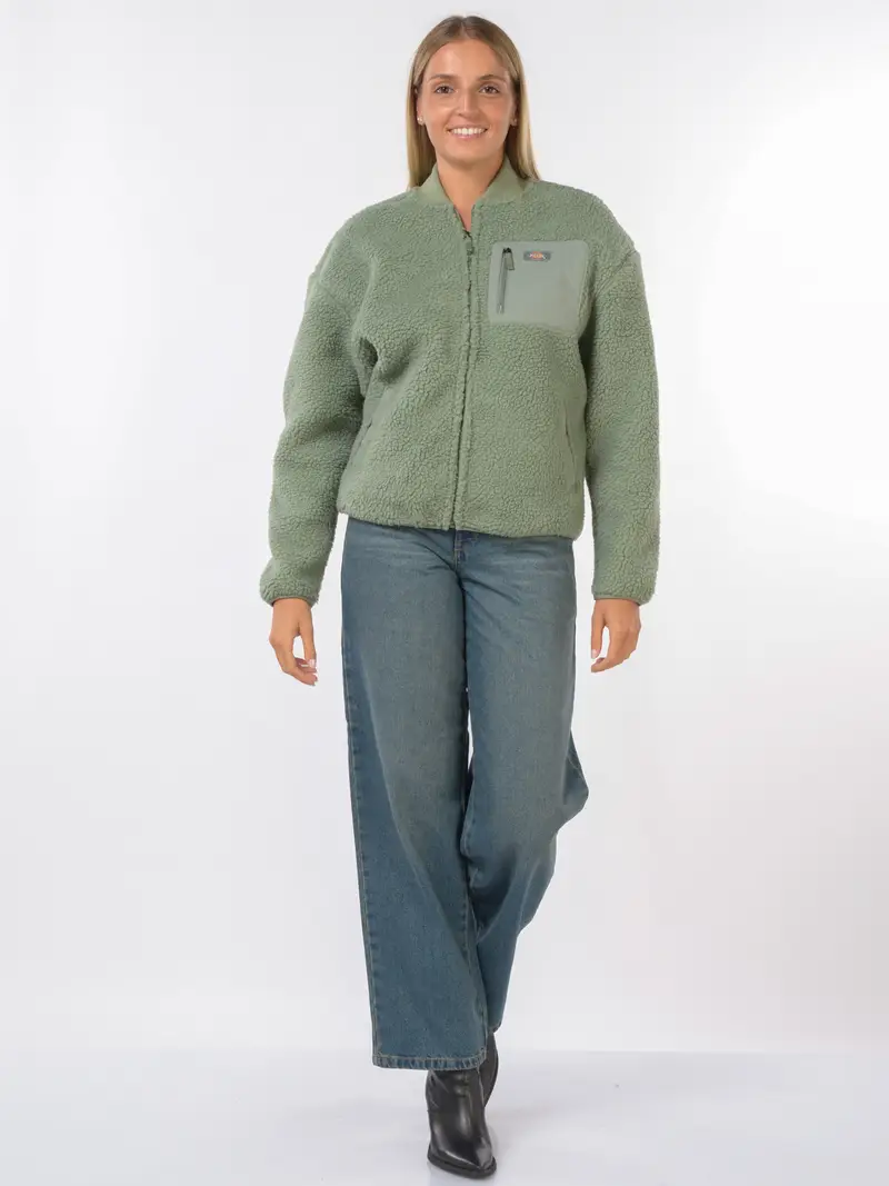 giubbino da donna Dickies Central Sherpa Bomber con tasche Verde miniatura 2