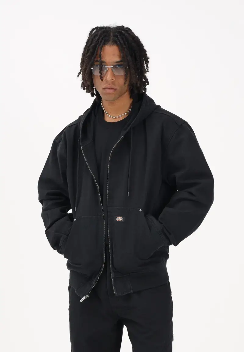 Giubbotto in denim nero da uomo miniatura 2