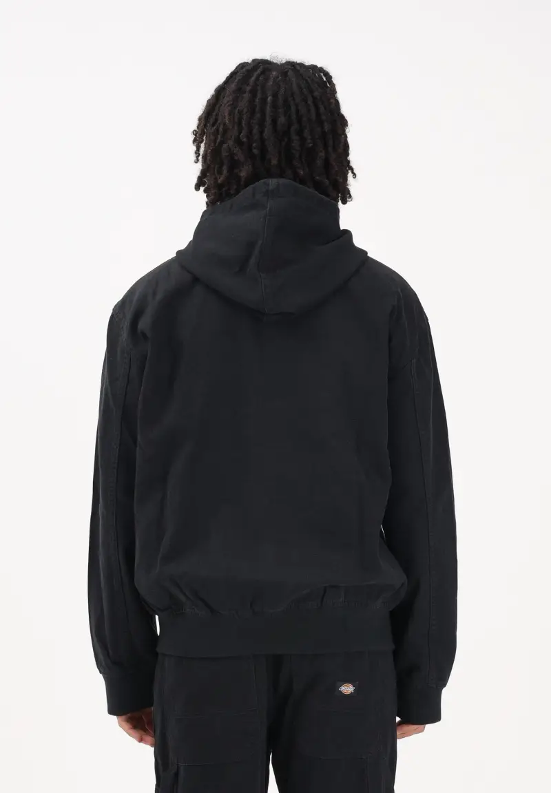 Giubbotto in denim nero da uomo miniatura 3