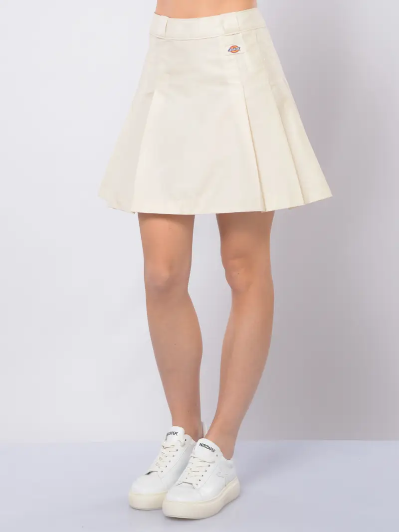 gonna corta da donna Dickies a pieghe con logo BEIGE