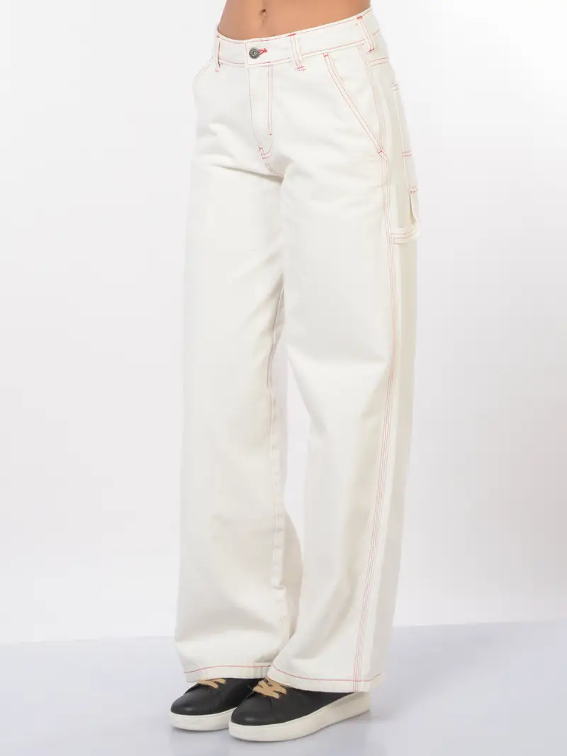 pantalone da donna Dickies Carpenter in bull di cotone Bianco