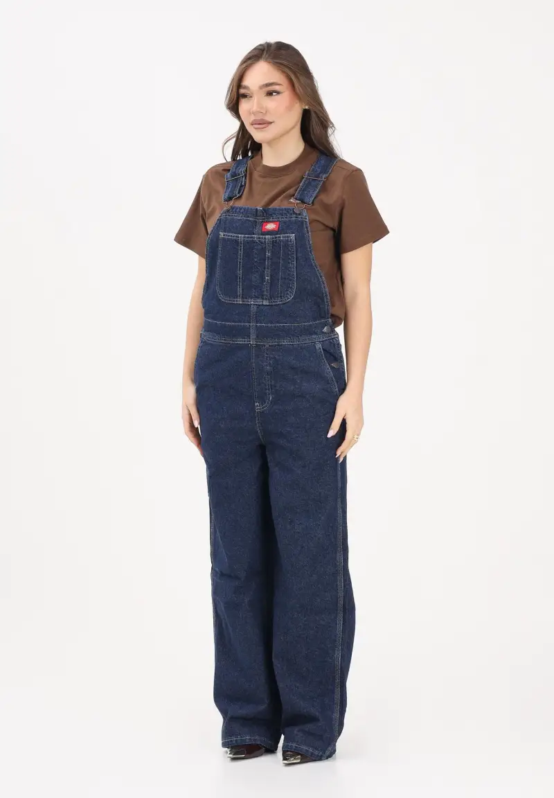 Salopette in denim blu da donna