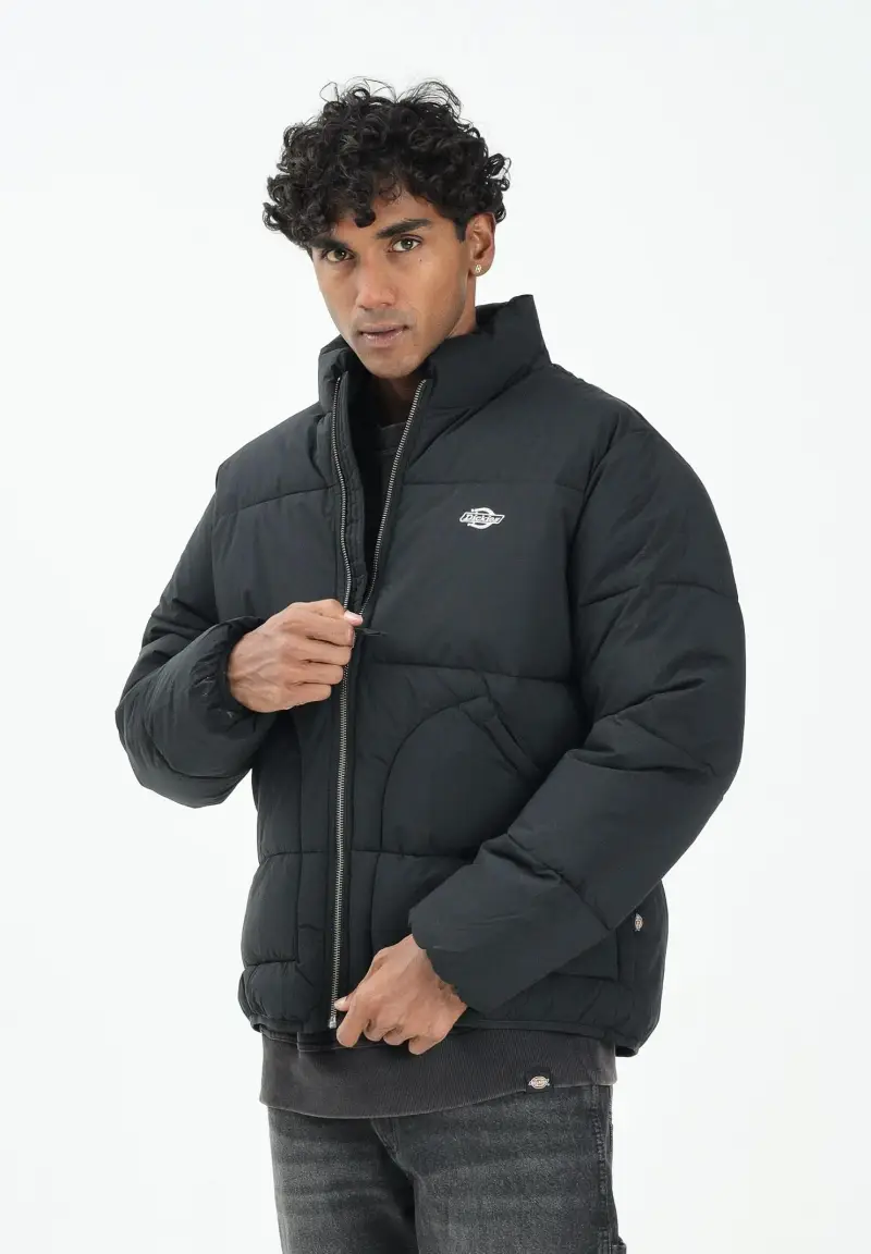 Summerdale piumino nero da uomo con lofo ricamato in bianco miniatura 2