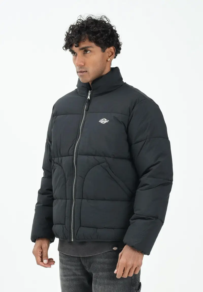 Summerdale piumino nero da uomo con lofo ricamato in bianco