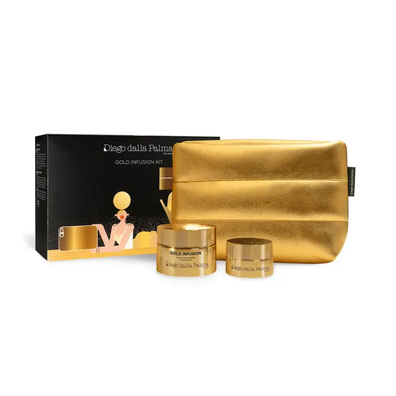 Gold Infusion KIT Gold Infusion - Trattamento antietà pelli mature,Crema antirughe,Contorno occhi,Cofanetto antirughe