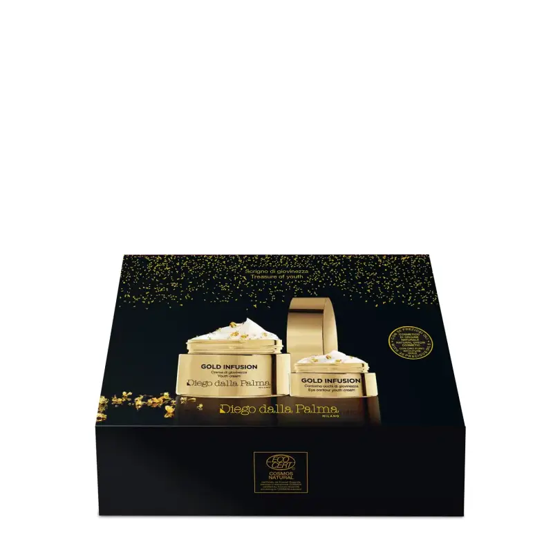 Gold Infusion Scrigno di Giovinezza - Trattamento antietà pelli mature,Crema antirughe,Contorno occhi,Cofanetto antirughe