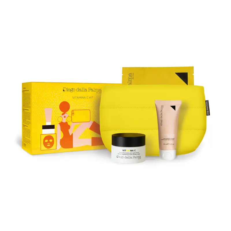 Vitamina C KIT Vitamina C - Crema viso giorno illuminante,Maschera illuminante viso,Cofanetto viso e corpo,Cofanetto trattamento