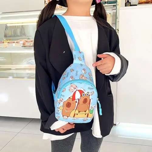 DIEKE Bella Borsa Del Fumetto Per I Bambini Piccolo Petto Daypack Con Cerniera Crossbody Zaino Moda Fannys Pack miniatura 3