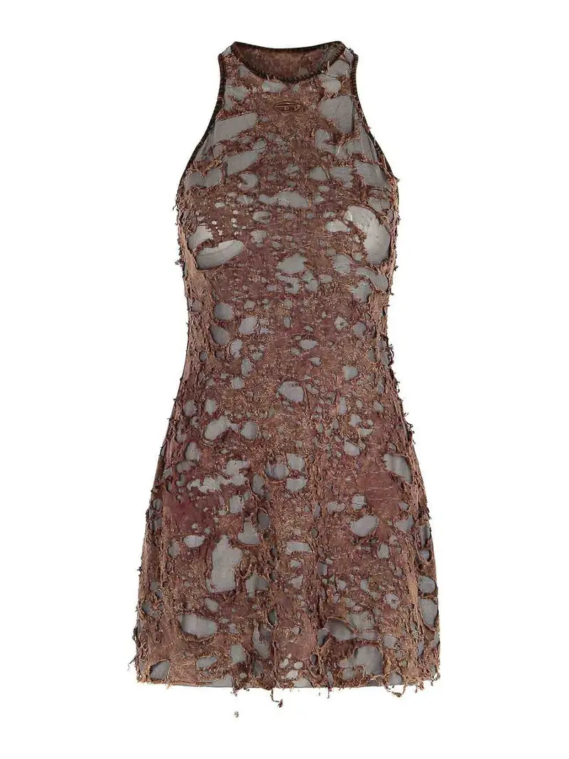 Abito di miscela di cotone marrone