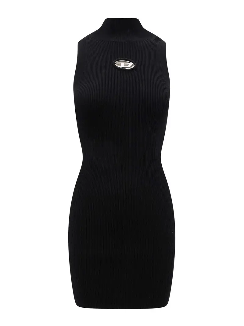 Abito in viscosa a coste Nero