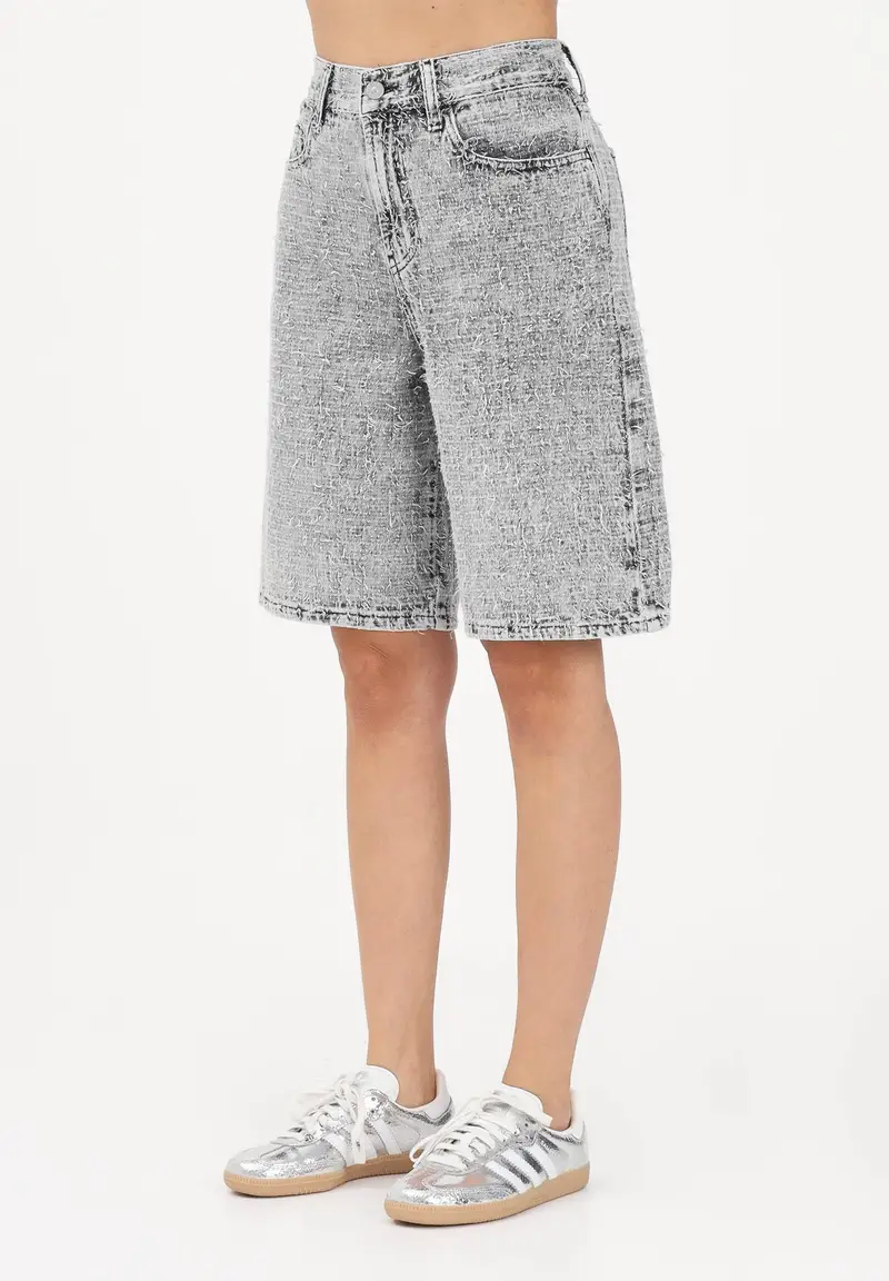 Bermuda in denim grigio per donna, ragazzi e bambini