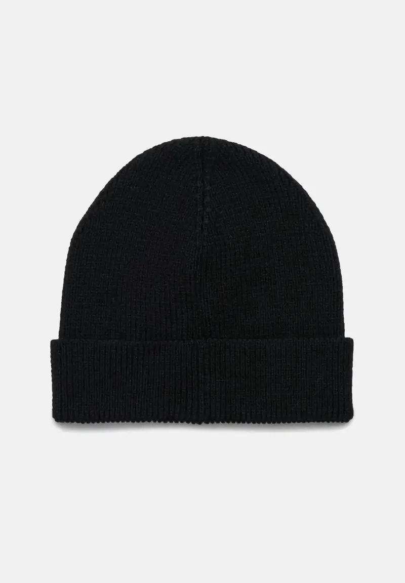 Berretto di lana nero per uomo e donna con ricamo logo miniatura 2