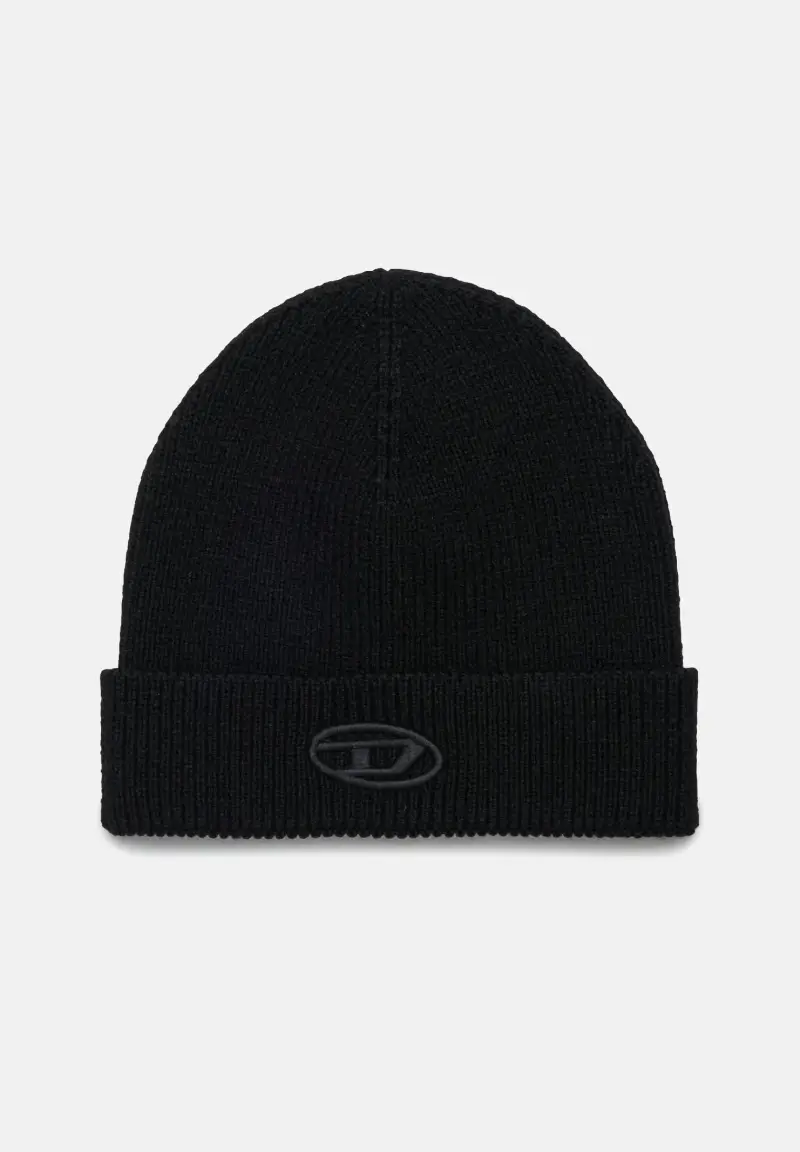 Berretto di lana nero per uomo e donna con ricamo logo