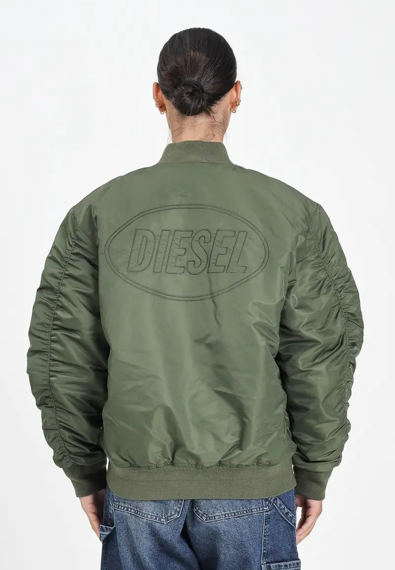 DIESEL Bomber verde militare per donna, ragazzi e bambini con maxi logo Oval Diesel miniatura 3