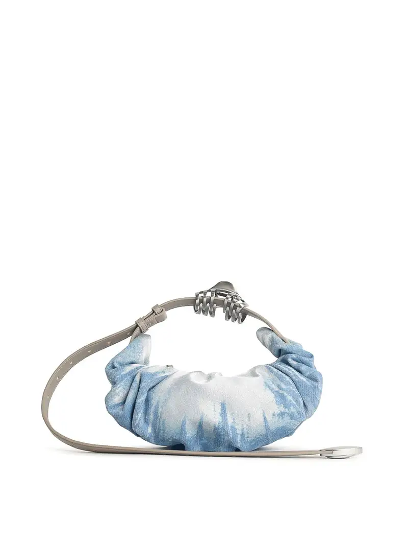 Borsa Hobo Grab-D in denim satinato blu Azzurro