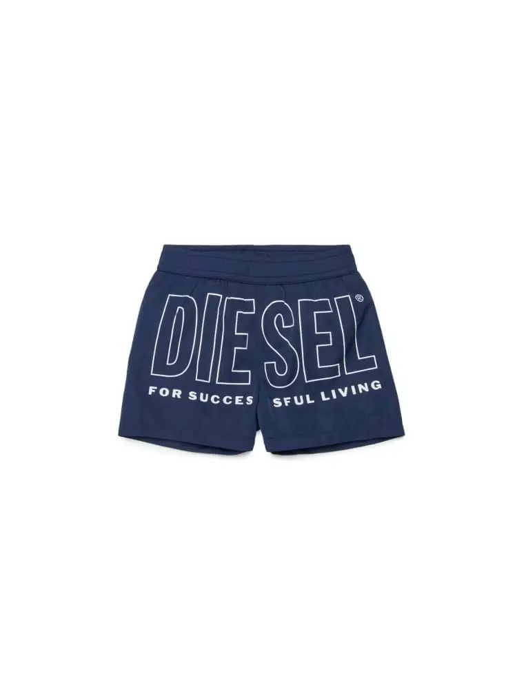 diesel boxer mare infant in nylon blu con stampa logo