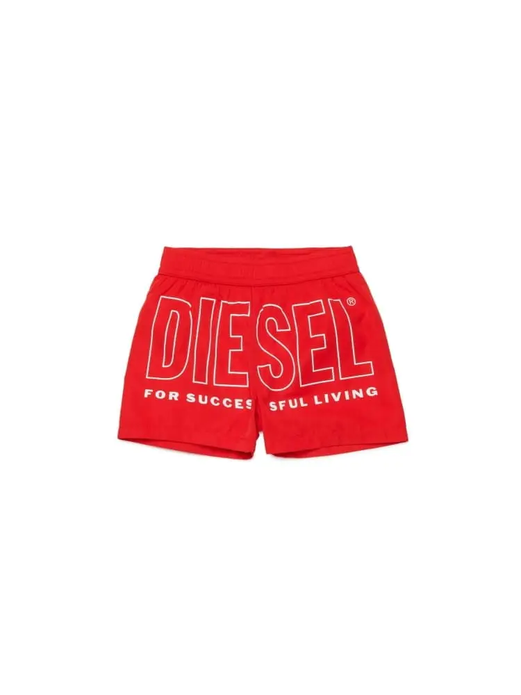 diesel boxer mare infant in nylon rosso con stampa logo
