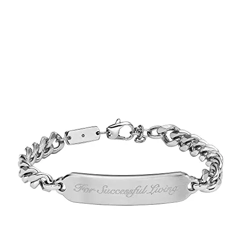 Diesel - Bracciale con piastrina da uomo in acciaio, DX1405040