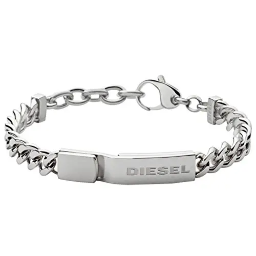 Diesel Bracciale Da Uomo, 18 Cm - 19,5 Cm Bracciale In Acciaio Inossidabile Argentato, DX0966040