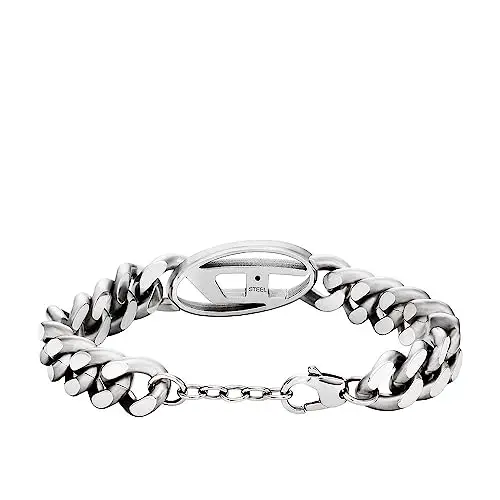 Diesel Bracciale da uomo, Bracciale a catena in acciaio inossidabile, Lunghezza: 198mm+18mm, Larghezza: 32mm, Altezza miniatura 3