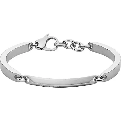 Diesel Bracciale Da Uomo In Acciaio, 18 Cm - 19,5 Cm Bracciale In Acciaio Inossidabile Argento/Acciaio, DX1172040