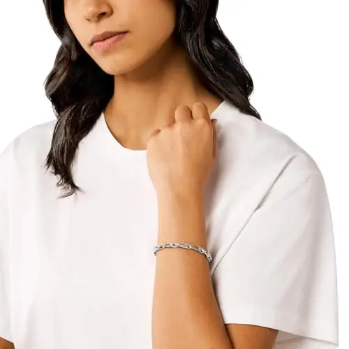 Diesel Bracciale da uomo in acciaio inossidabile con chiusura a moschettone o a scorrimento, Grigio lava miniatura 2