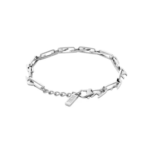 Diesel Bracciale da uomo in acciaio inossidabile con chiusura a moschettone o a scorrimento, Grigio lava miniatura 3