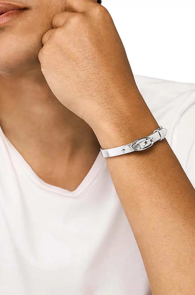 bracciale in pelle Argento miniatura 3