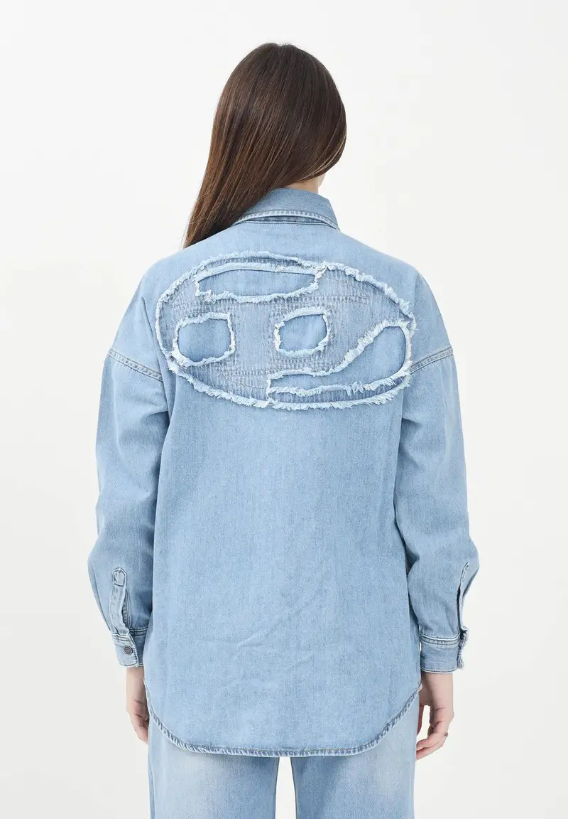 Camicia Ckama in denim chiaro per donna, ragazze e bambine con logo Oval D mega-size miniatura 3