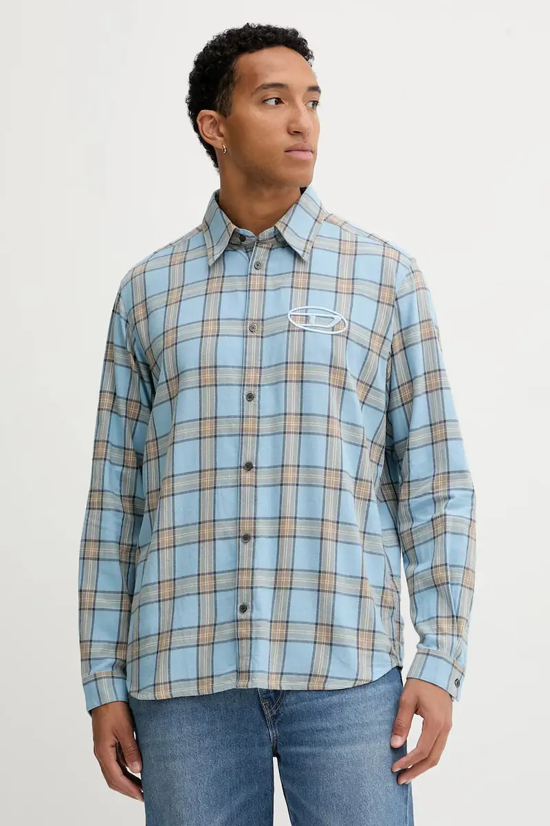 camicia in cotone S-SIMPLY-AJFI uomo colore blu A19445.0AJFI