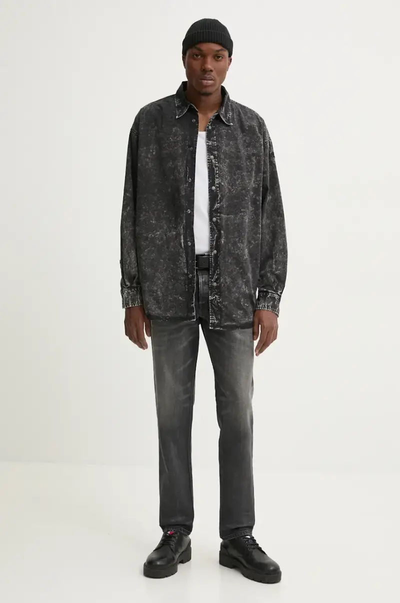 camicia in cotone S-VEKEN Nero miniatura 2