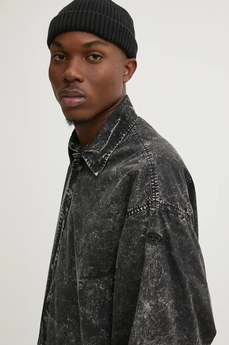 camicia in cotone S-VEKEN Nero miniatura 4