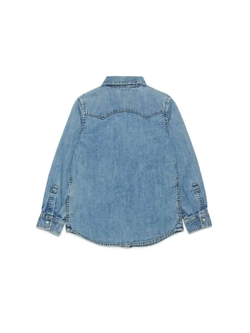 Diesel camicia in denim bambino in cotone logo sul petto miniatura 2