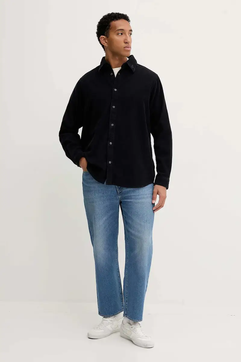 camicia in velluto a coste S-SIMPLY-AJFQ uomo colore blu navy A19384.0AJFQ miniatura 2