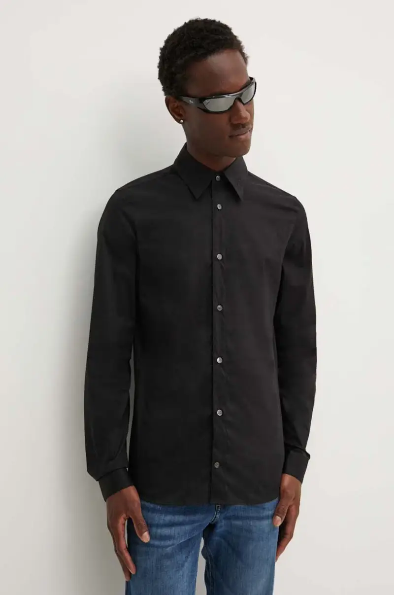 camicia S-FITTY-A uomo colore nero A14635.0QFAV