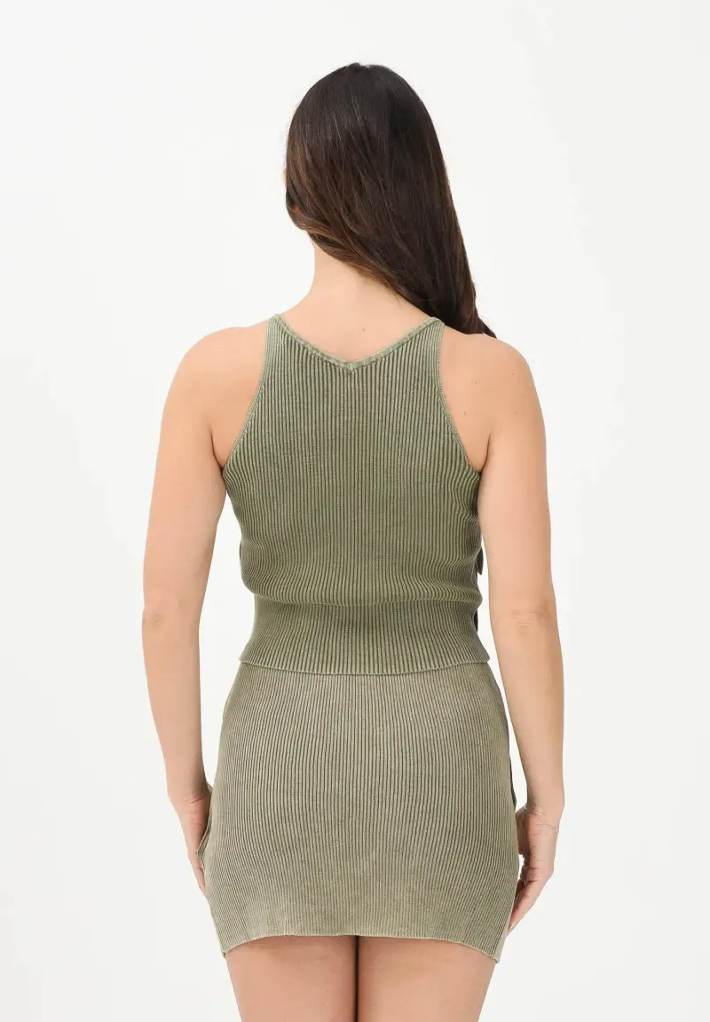 Canotta verde militare per donna, ragazze e bambine con tasche miniatura 3