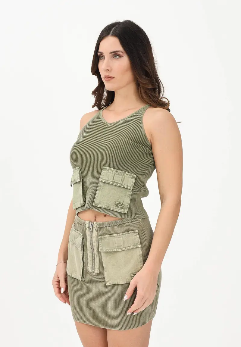 Canotta verde militare per donna, ragazze e bambine con tasche